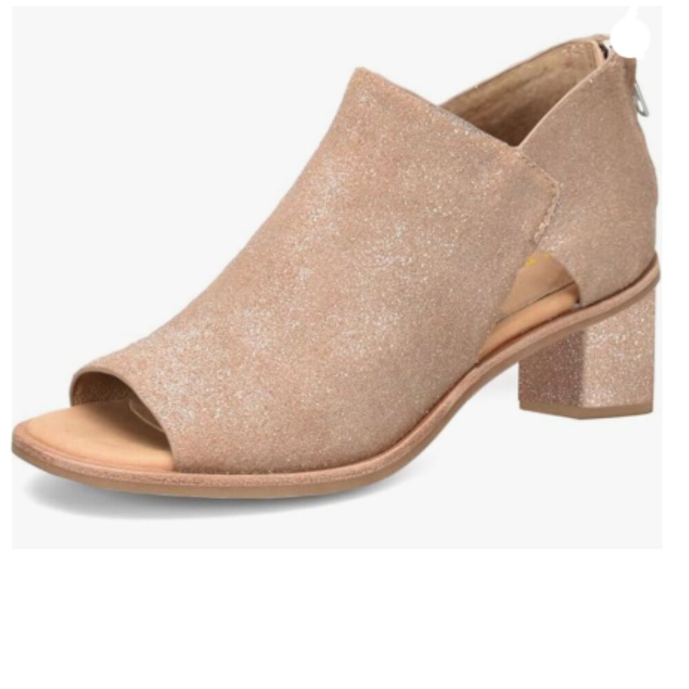 Ydn Apricot Peep Toe Booties Low Block Heels Back… - image 1